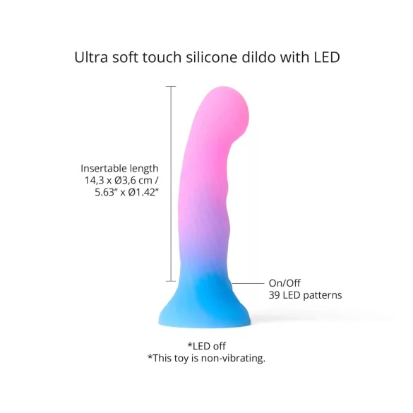 Love to Love Candy Loop - helendav LED-silikoondildo (roosa-sinine) - 16,9 cm