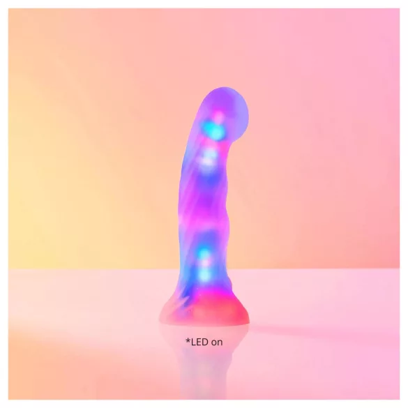Love to Love Sugar Bomb - valgustusega LED-silikoondildo (roosa-kollane) - 16,9 cm