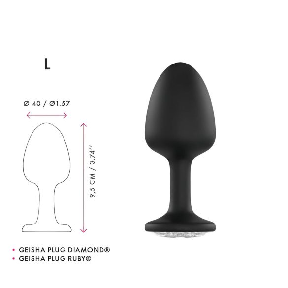 Dorcel Geisha Plug Diamond L - valge kiviga anaaltapp (must)