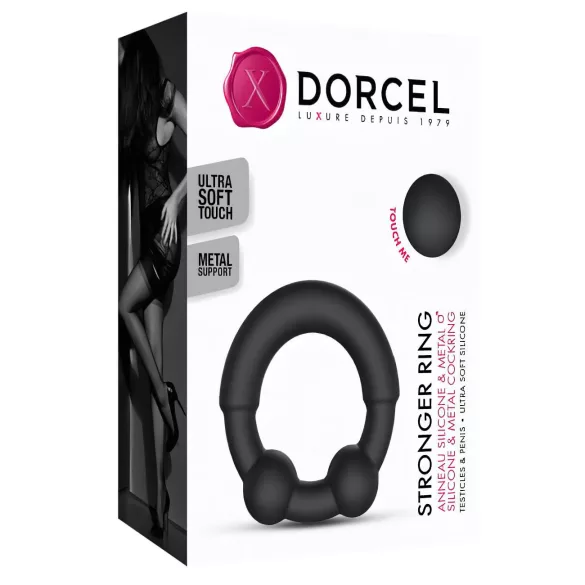 Dorcel Stronger Ring - metallist tugevdusega peeniserõngas - must