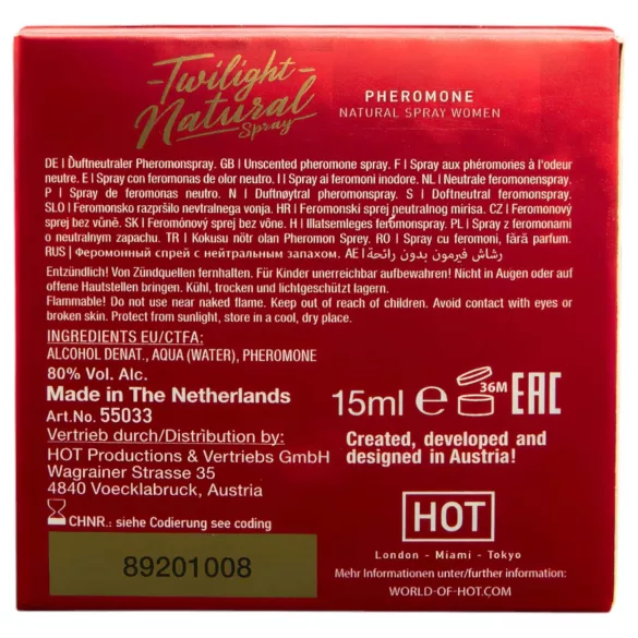 HOT Twilight Natural - feromoonparfüüm naistele - lõhnatu - 15ml