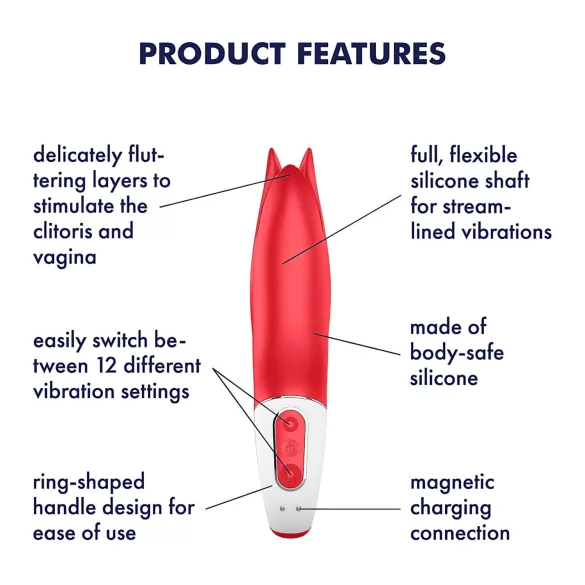 Satisfyer Power Flower - akuga, veekindel vibraator (punane)