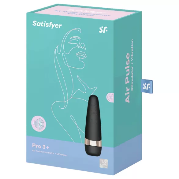 Satisfyer Pro 3+ - veekindel akuga kliitorivibraator must