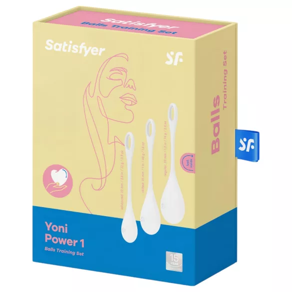 Satisfyer Yoni Power 1 - geišapallide komplekt - valge (3 tk)