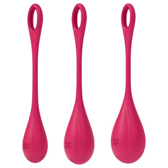 Satisfyer Yoni Power 1 - punane geishapallide komplekt (3 osa)