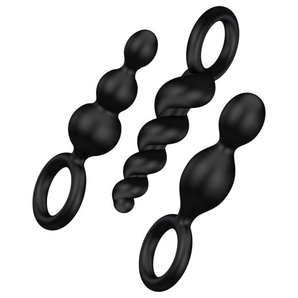 Satisfyer Booty Call - anaaltappide komplekt - must (3-osaline)
