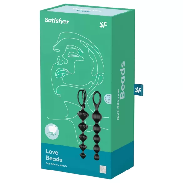 Satisfyer Love Beads - anaalhelmeste dildode komplekt - must