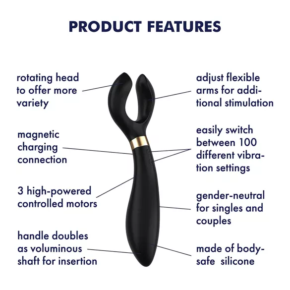 Satisfyer Endless Fun - akuga, veekindel paarivibraator (must)