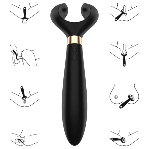 Satisfyer Endless Fun - akuga, veekindel paarivibraator (must)