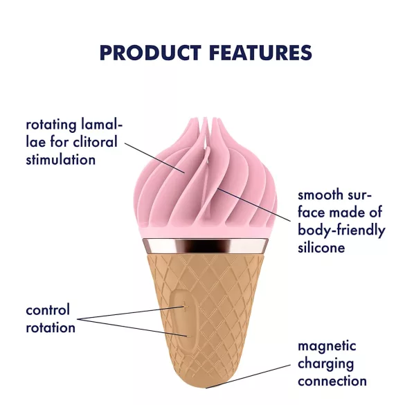 Satisfyer Sweet Treat - akuga, pöörlev kliitorivibraator (roosa-pruun)