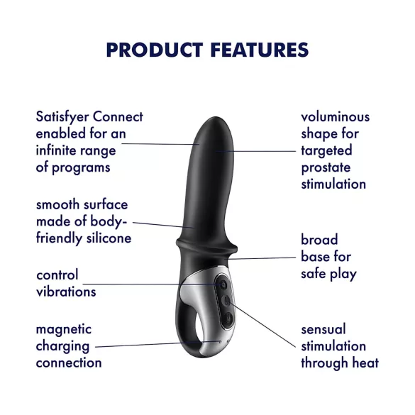 Satisfyer Hot Passion - rakendusega juhitav soojendusega anaalvibraator (must)
