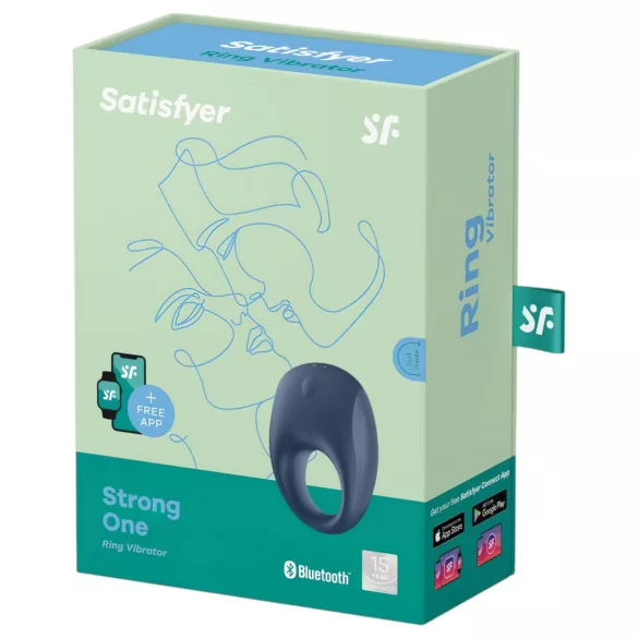 Satisfyer Strong One - rakendusega juhitav vibreeriv peeniserõngas meestele (sinine)