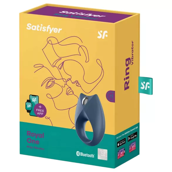 Satisfyer Royal One - rakendusega juhitav vibreeriv peenisering meestele (sinine)