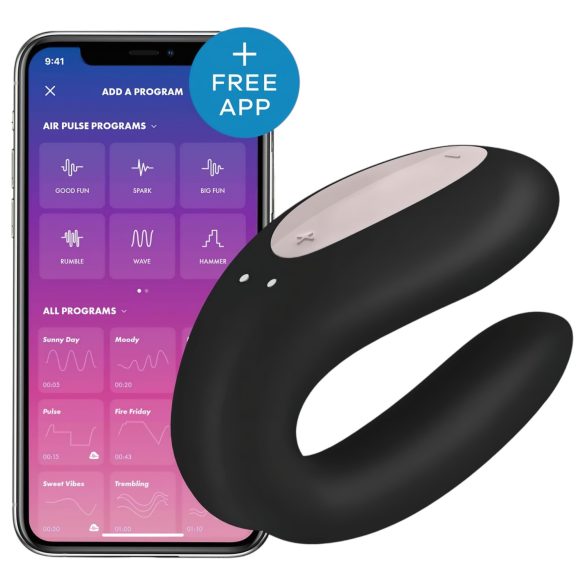 Satisfyer Double Joy - nutikas veekindel paaride vibraator (must)