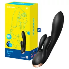   Satisfyer Double Flex - rakendusega juhitav kliitoriharudega vibraator (must)
