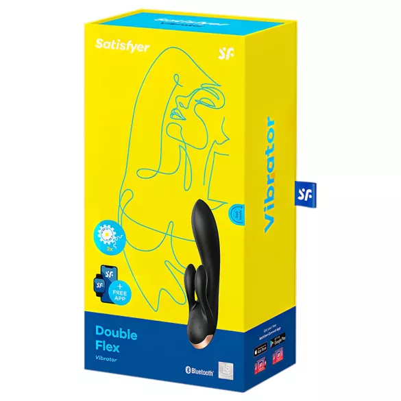 Satisfyer Double Flex - rakendusega juhitav kliitoriharudega vibraator (must)