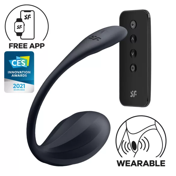 Satisfyer Ribbed Petal - juhtmevaba vibreeriv muna - must