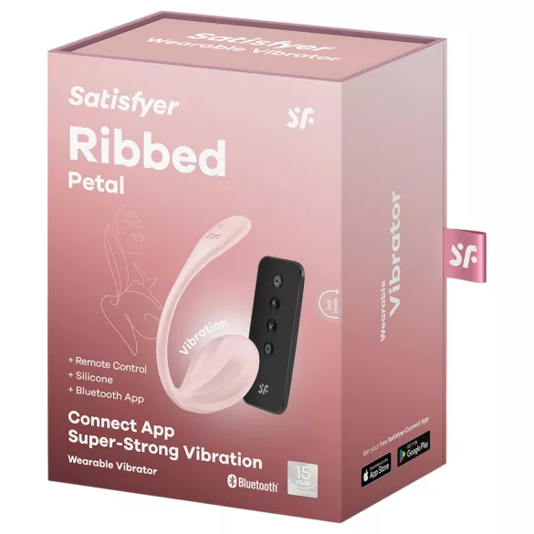 Satisfyer Ribbed Petal - juhtmevaba vibreeriv muna - roosa
