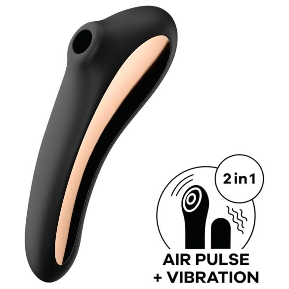Satisfyer Dual Kiss - laetav vag- ja kliitorivibraator (must)