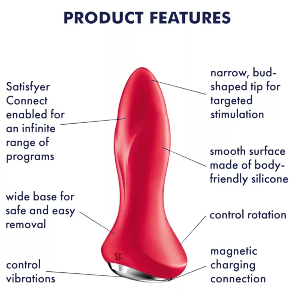 Satisfyer Rotator Plug 1 - pärlitega anaalvibraator (punane)