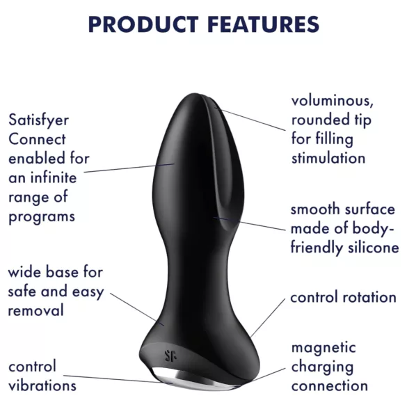 Satisfyer Rotator Plug 2 - pärlitega anaalseks vibraator - must