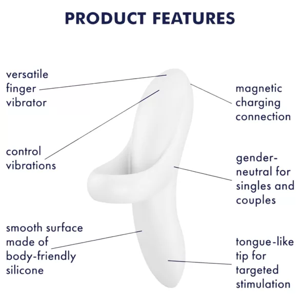 Satisfyer Bold Lover - akuga veekindel sõrmevibraator - valge
