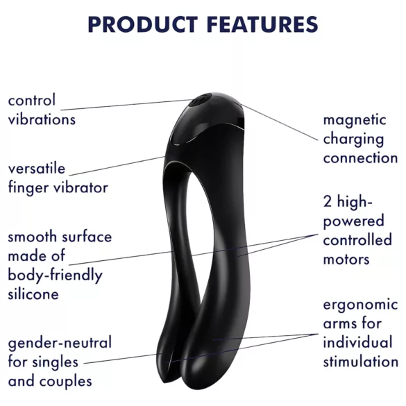 Satisfyer Candy Cane - vee- ja akukindel kaheharuline vibraator - must