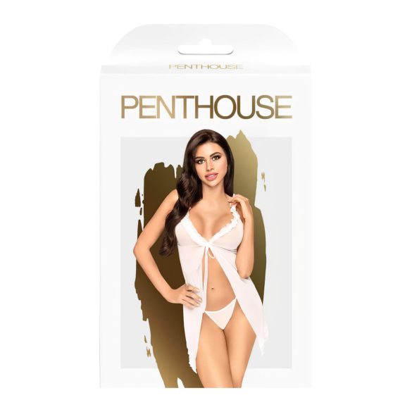 Penthouse After Sunset - läbipaistev babydoll ja stringid - valge