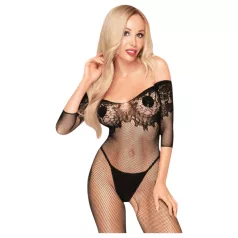   Penthouse High Profil - läbipaistev lilleline catsuit - must - XL