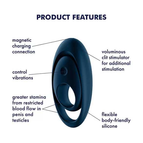 Satisfyer Glorious Duo - vibro­rõngas meestele (sinine)