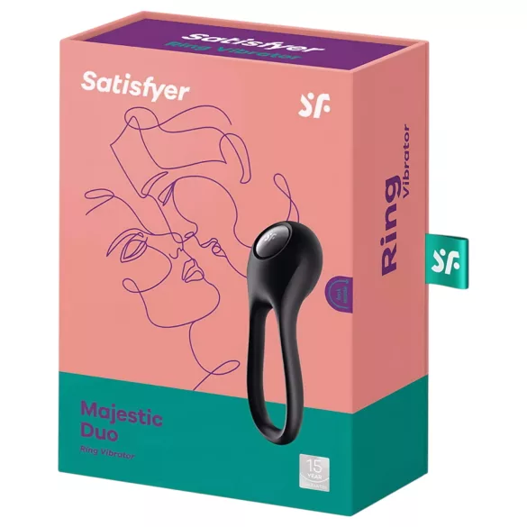 Satisfyer Majestic Duo - akutoitega, veekindel peenisering (must)