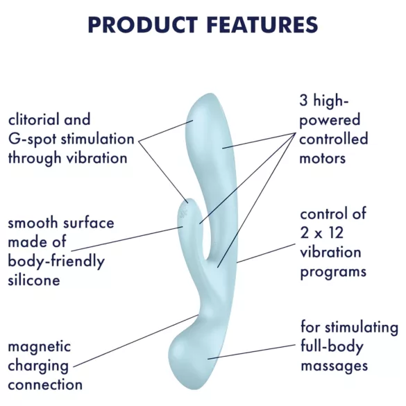 Satisfyer Triple Oh - akuga kliitorivarrega vibraator (sinine)