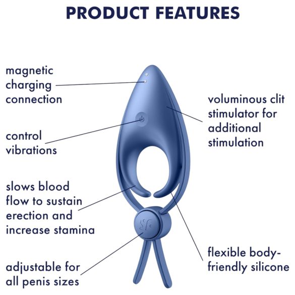 Satisfyer Sniper - vibraatori peeniserõngas - laetav - sinine