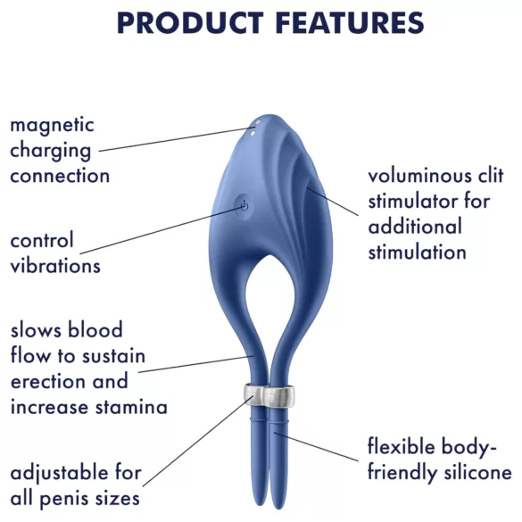 Satisfyer Duelist - vibraatoriga peenisekumm, laetav, sinine