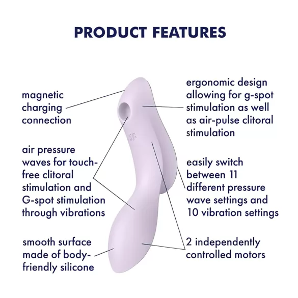 Satisfyer Curvy Trinity 2 - õhulainega 2in1 vibraator - lilla