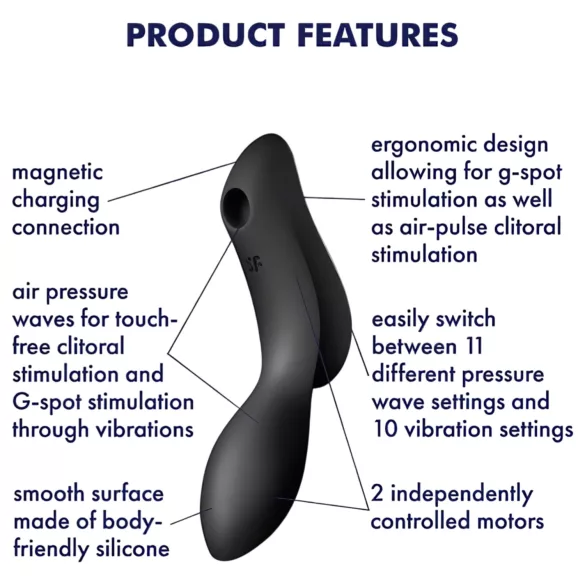 Satisfyer Curvy Trinity 2 - õhulaine 2in1 vibraator (must)
