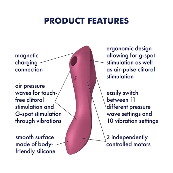 Satisfyer Curvy Trinity 3 - õhulainete ja vibreeriv 2in1 vibraator - punane