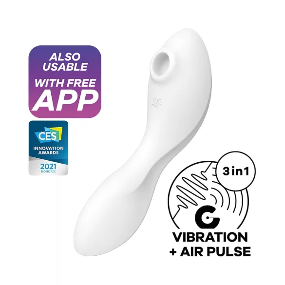 Satisfyer Curvy Trinity 5+ - rakendusega juhitav 2in1 vibraator (valge)