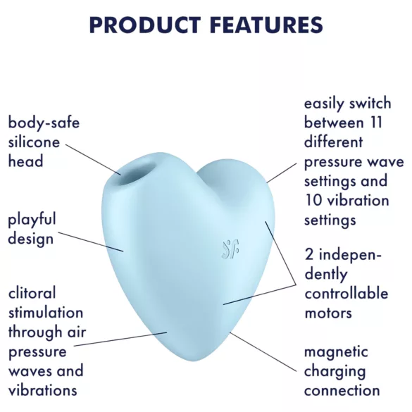 Satisfyer Cutie Heart - akuga õhulainetega kliitorivibraator (sinine)