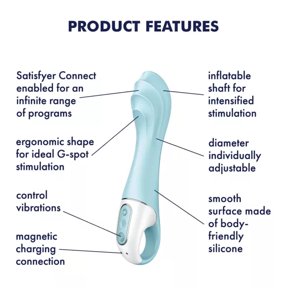 Satisfyer Air Pump Vibrator 5 - rakendusega juhitav (sinine)