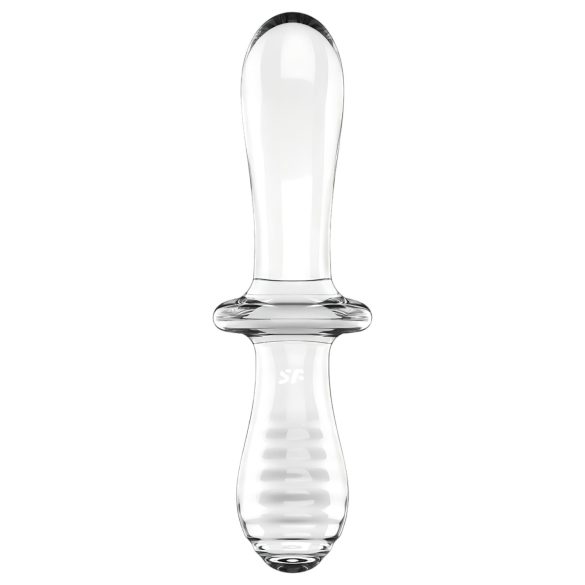 Satisfyer Double Crystal - kahepoolne klaasist dildo - läbipaistev