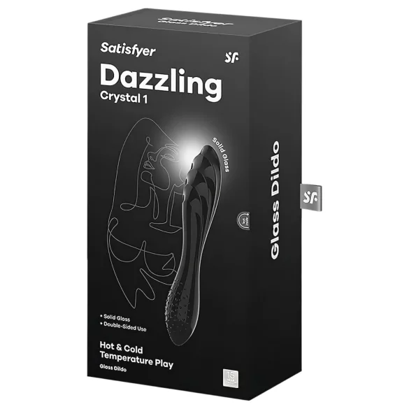 Satisfyer Dazzling Crystal 1 - kaheotsaline klaasist dildo - must