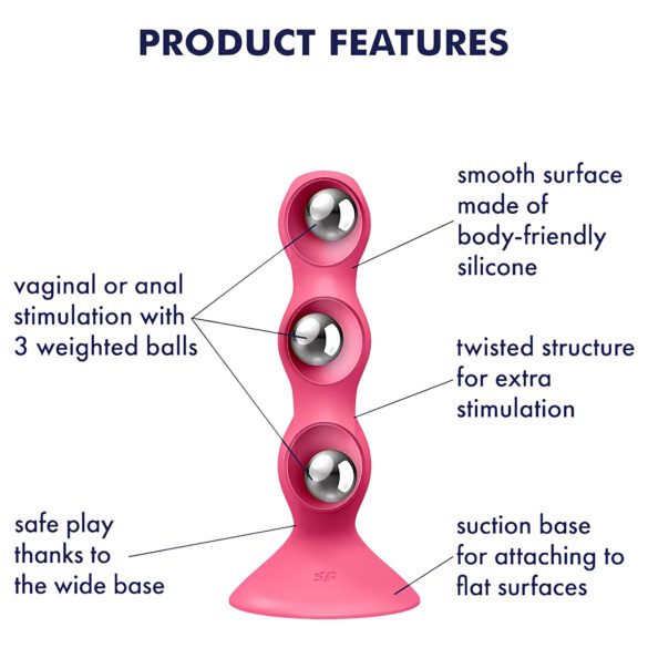 Satisfyer Triple Ball-R - anaalkuulivibraator - roosa