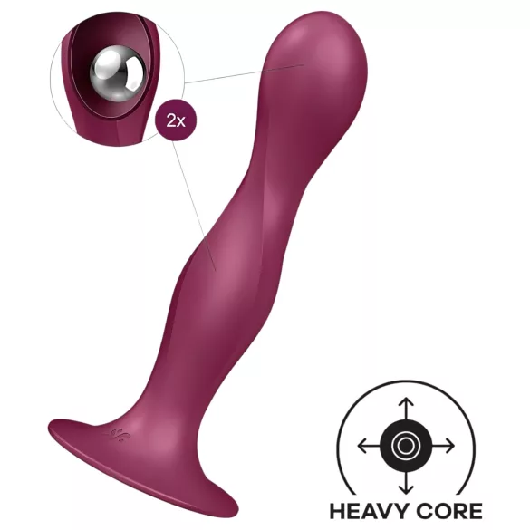 Satisfyer Double Ball-R - vaakumiga kaalutud dildo - punane