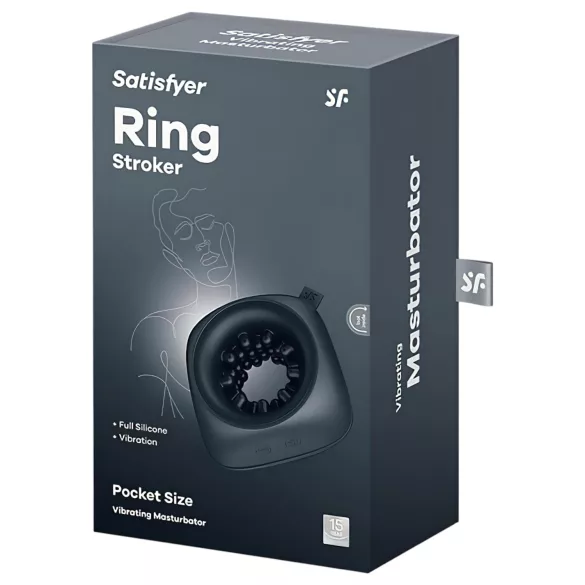 Satisfyer Ring Stroker - akuga vibratsiooniga masturbaator (must)