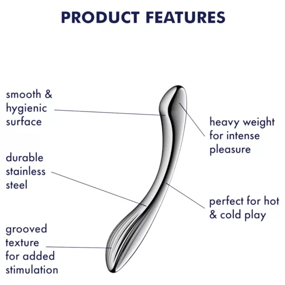 Satisfyer Pure Gravity 1 - terasest ribiline dildo - hõbedane