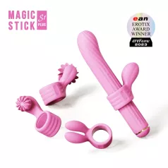 Magic Stick - vahetatavate otsikutega vibraator (roosa)