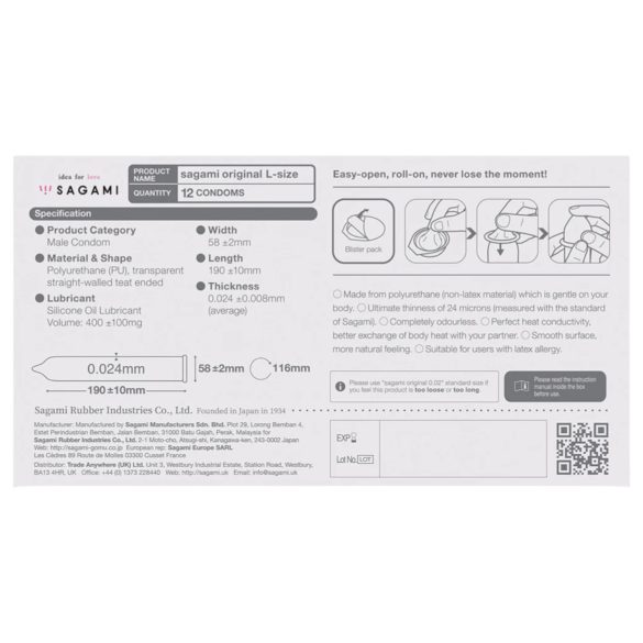 Sagami Original 0.02 L - kondoomid - 58mm - 6 tk