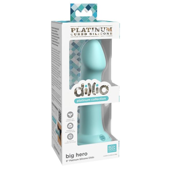 Dillio Suur Kangelane - iminapaga dildo (17 cm) - türkiis
