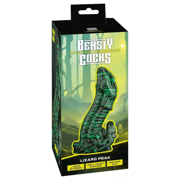 Beasty Cocks Lizard Peak - dildo - sisalikukujuline - roheline-must